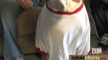 Ebony babe sucks too many white cocks 11