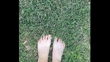 Feet on the grass with nails if you want more