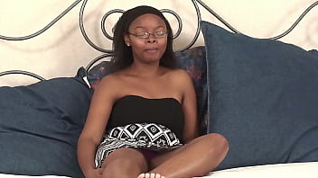 Black chick masturbating with a vibrator in her very first homemade video