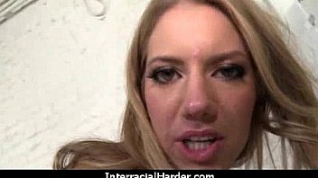 Busty blonde fucks and sucks a huge black monster cock 5