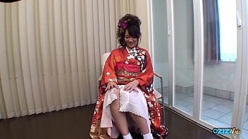 Attractive asian geisha exposes herself and enrolls for a genital massage