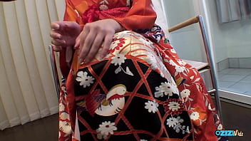 Attractive asian geisha exposes herself and enrolls for a genital massage