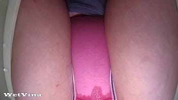 Piss in panties and panty wetting on toilet cam