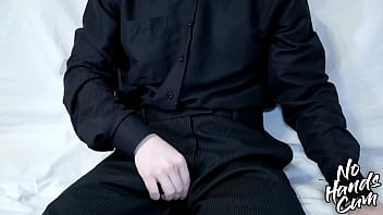 Big smooth shaven cock close up shows the ability to get an orgasm without the help of hands