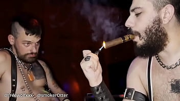 The leather handler and his obedient smoker part iismokerotter handles freewolfxxx by his cock piercing in this hot sm