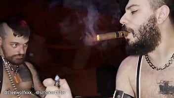 The leather handler and his obedient smoker part iismokerotter handles freewolfxxx by his cock piercing in this hot sm