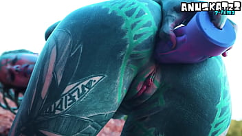 Dildo play outside my asshole to the point of pissing