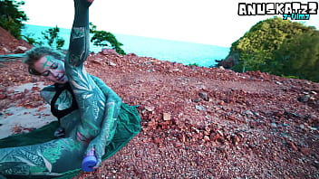 Dildo play outside my asshole to the point of pissing