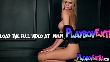 Smoking hot busty blonde slut posing naked for playboy