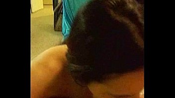 Big tit brunette gives a pov blowjob to a big cock