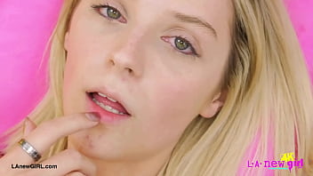 Elegant blonde standout naked close up