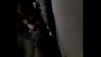 Black beauty getting all wet