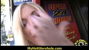 I sneak black bj as i fuck husband thrue gloryhole 1