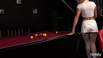 While baize uses her cue at the pool table a man approaches from behind with lewd intentions he does not stop him as he strips her and bends her over for hardcore dogyy that ends with a facial While baize uses her cue at the pool table a man approaches from behind with lewd intentions he does not stop him as he strips her and bends her over for hardcore dogyy that ends with a facial