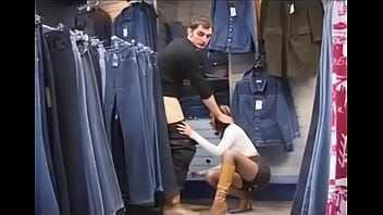 Nasty teen fuck in public store