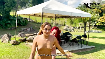 Lesbians enjoying the pool and having sex