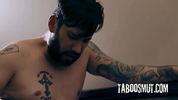 Petite brunette babe kiss sex doll while being fucked by a lonely man