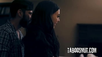 Petite brunette babe kiss sex doll while being fucked by a lonely man