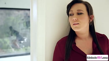 Secretary georgia jones cant concentrate on the phone call because her lesbian boss sinn sage is caressing her small tits and licking her pussy