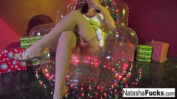 Busty babe gets nude