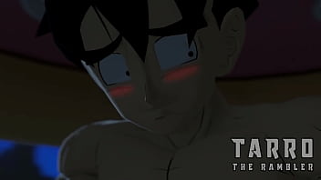 Gohan se coge a su madre mientras su padre los mira