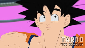 Gohan se coge a su madre mientras su padre los mira