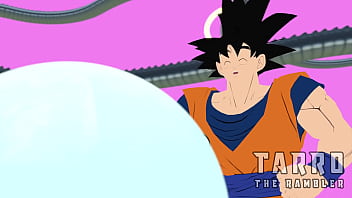 Gohan se coge a su madre mientras su padre los mira