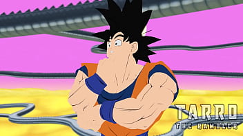 Gohan se coge a su madre mientras su padre los mira