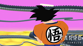 Gohan se coge a su madre mientras su padre los mira