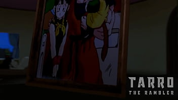 Gohan se coge a su madre mientras su padre los mira