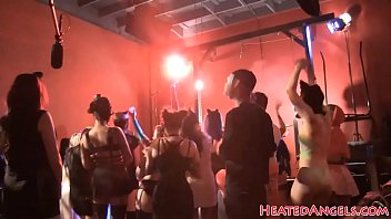 Stunning goth beauties posing during casting