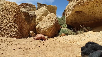 Real amateur couple fucking in public beach – doggy style & blowjob