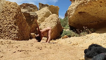 Real amateur couple fucking in public beach – doggy style & blowjob