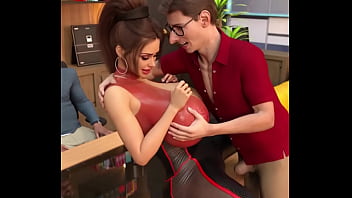 Bussines girl in boss office make a great deal