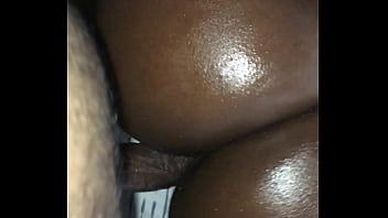 Oiled ebony dick riding cum