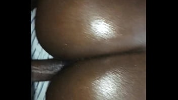Oiled ebony dick riding cum
