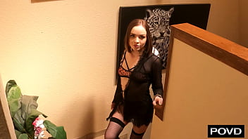 Aliya brynn works the stripper pole before riding her man's pole