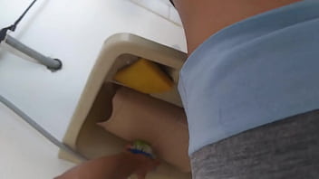 While she washes he puts it in