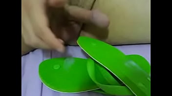 Cum in the flip flops