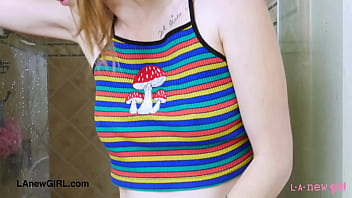 Gorgeous tall model took a shower