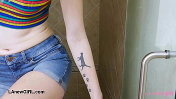 Gorgeous tall model took a shower