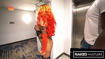 Thick and stacked ebony redhead fucks monster cock