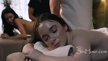 Ass fucking a lesbian craving for dick at massage parlor while her gf rests hime marie