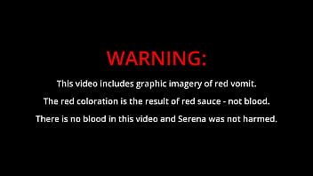 Red puke from deep throat practice split screen