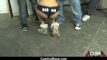 Deepthroat for group of white cocks 12