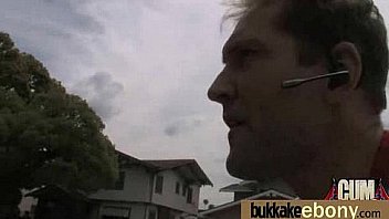 Ebony in a huge bukkake 20