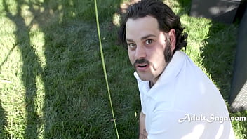 Architect services his hysterical clients nudist neighbor on site