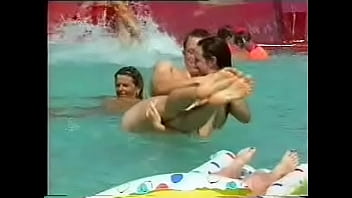 Naked fun in pool