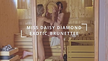 Pussy squirt shoot ice cube & play in the sauna in 4k