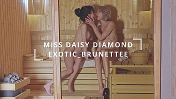 Pussy squirt shoot ice cube & play in the sauna in 4k